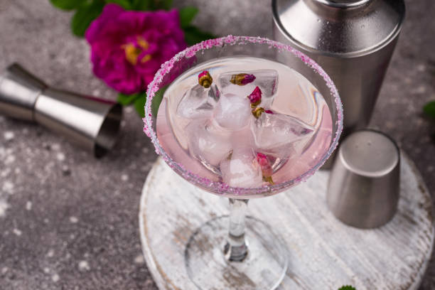 istock Pink cocktail Margarita with rose syrup 1324163079