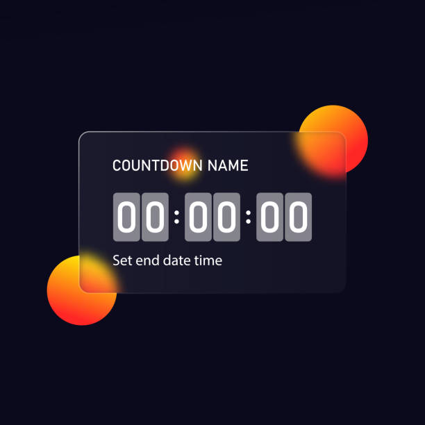 ilustrações de stock, clip art, desenhos animados e ícones de glassmorphism style. countdown timer counter icon. remaining countdown. realistic glass morphism effect with set of transparent glass plates. vector illustration - contagem regressiva