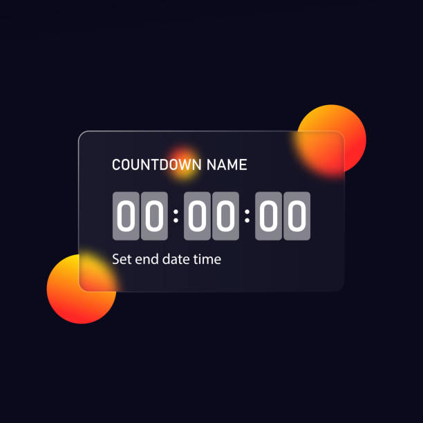 Glassmorphism style. Countdown timer counter icon. Remaining countdown. Realistic glass morphism effect with set of transparent glass plates. Vector illustration Glassmorphism style. Countdown timer counter icon. Remaining countdown. Realistic glass morphism effect with set of transparent glass plates. Vector illustration. countdown stock illustrations