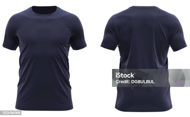 Short Sleeve Round Neck Tshirt Stock Photo - Download Image Now - T-Shirt, Navy Blue, Blue