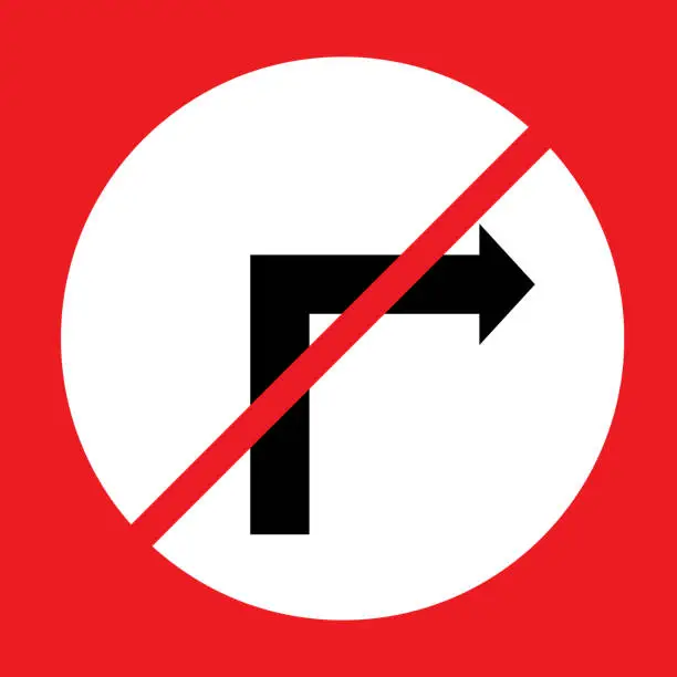 Vector illustration of Right turn prohibited traffic sign.