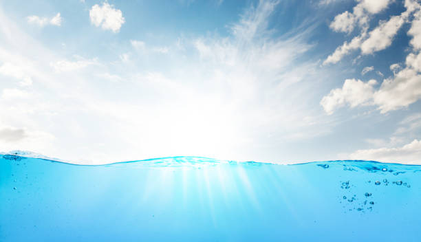 istock Waterline with sea underwater and blue sunny sky 1324170640
