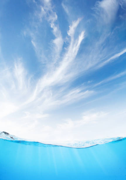istock Waterline with sea underwater and blue sunny sky 1324170647
