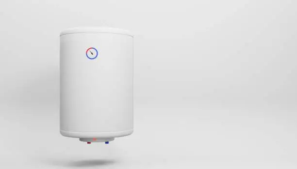 3D render of a white electric water heater.Digital illustration of a boiler for your business and industry.