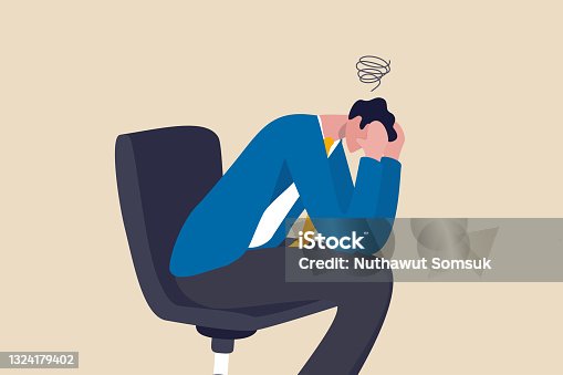 istock Regret on business mistake, frustration or depressed, stupidity or foolish losing all money, stressed and anxiety on failure concept, frustrated businessman holding his head sitting alone on the chair 1324179402