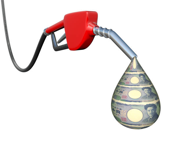 istock Gas pump with yen drop 1324180483