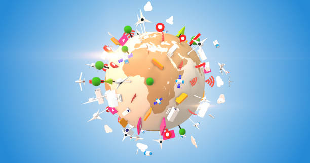istock Online Modern Smart Earth Covered By Digital Icons. Wireless Networks. 1324180508