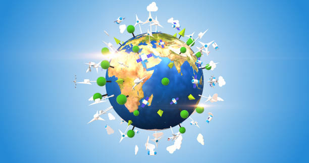 istock Sustainable Resources. Ecological Earth Covered By Wind Turbines. Smart Cities. 1324182027