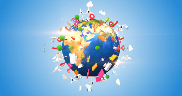istock Online Modern Smart Earth Covered By Digital Icons. Wireless Networks. 1324182028