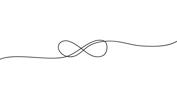 Infinity symbol drawn by one line isolated on white background. Repetitions or unlimited cycling. Vector illustration Infinity symbol drawn by one line isolated on white background. Repetitions or unlimited cycling. Vector illustration eternity stock illustrations