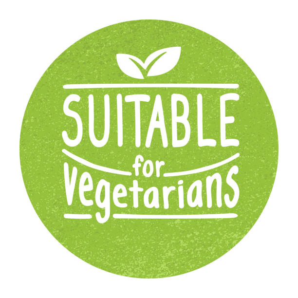 illustrazioni stock, clip art, cartoni animati e icone di tendenza di adatto per vegetariani - badge vegan-friendly - vegan food food vegetable vegetarian food