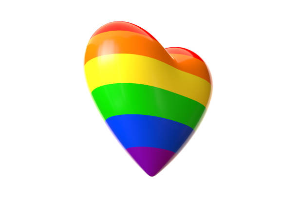 3D render of LGBT rainbow colored heart shape isolated on white