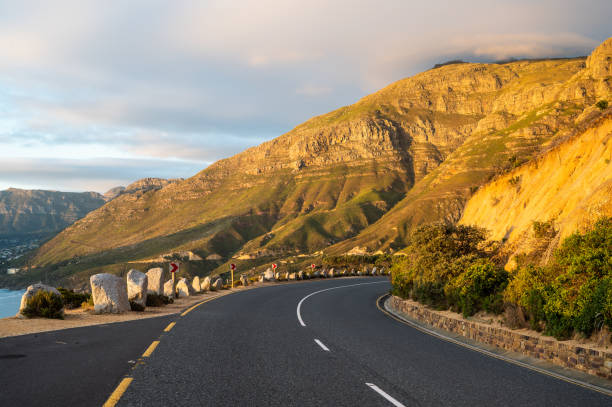 Scenic Chapmans peak drive on a sunset time stock photo