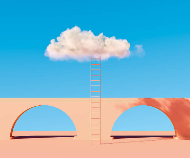 istock Stair With White Cloud in the blue sky 1324201179
