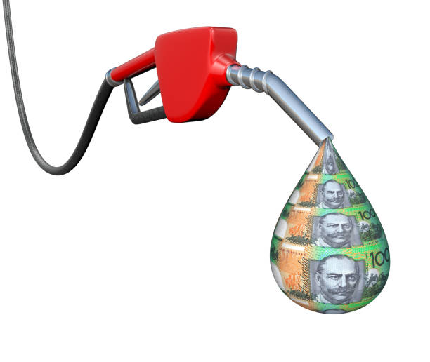 istock Gas pump with Australian dollar drop 1324207560