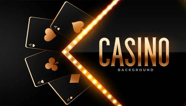 Vector illustration of nice golden casino background with cards