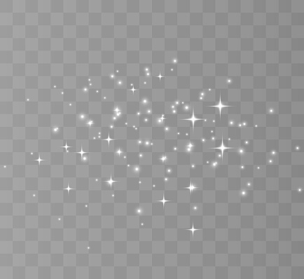 Glowing light effect with many glitter particles isolated on transparent background. Vector star cloud with dust.