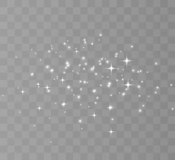 Vector illustration of Glowing light effect with many glitter particles isolated on transparent background. Vector star cloud with dust.