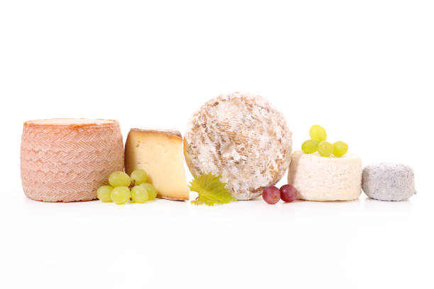 set of cheese isolated on white background