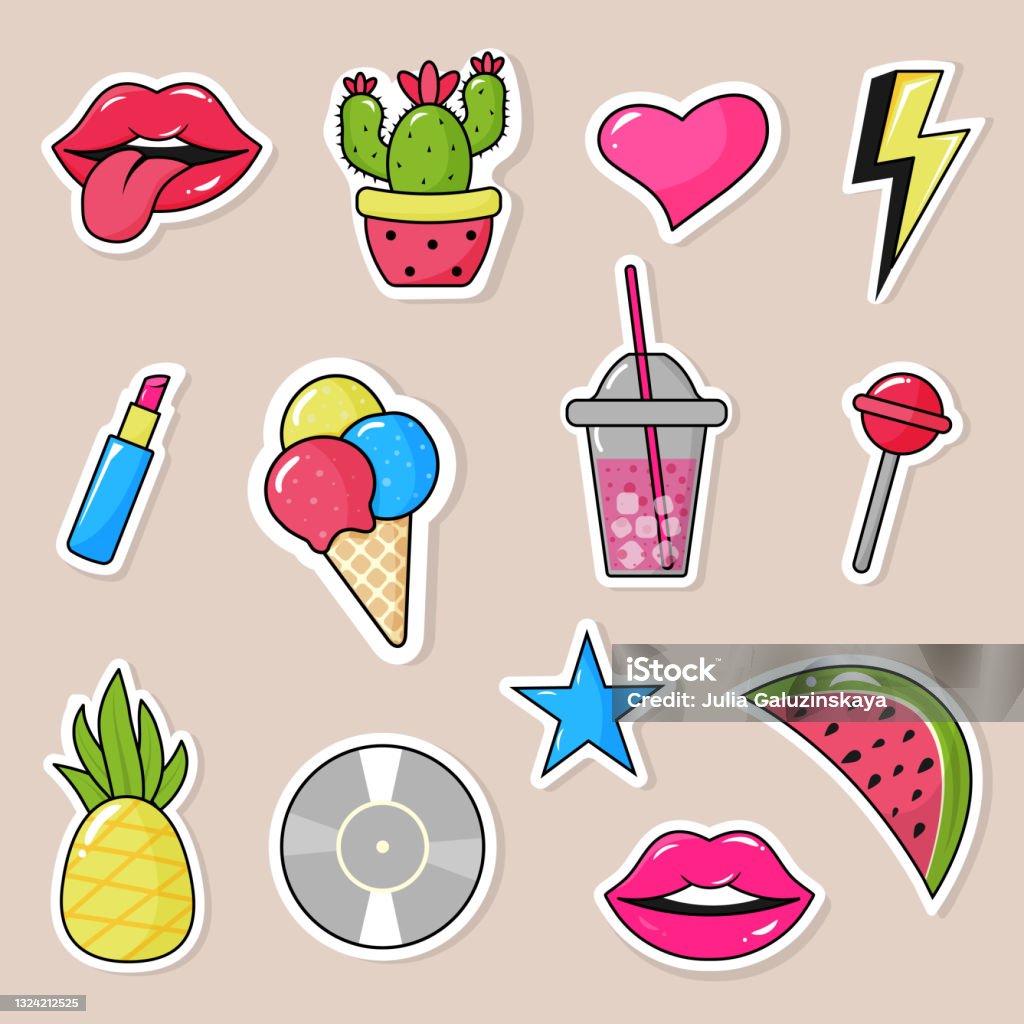 Pop Art Stickers Stock Illustration - Download Image Now - Sticker