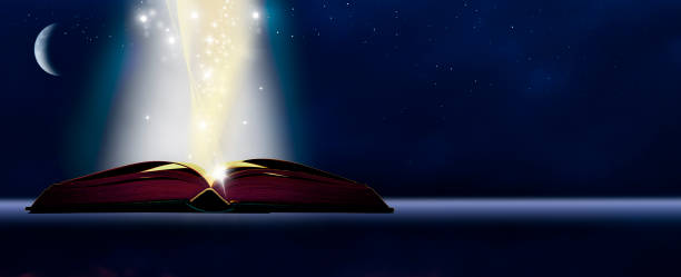istock Mysterious book in front of a dark starry sky 1324213773