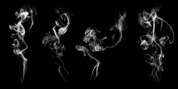 istock set of natural white smoke isolated on black background 1324214735