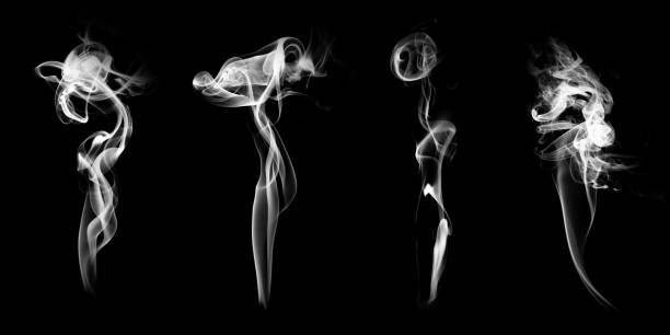 istock set of natural white smoke isolated on black background 1324214737