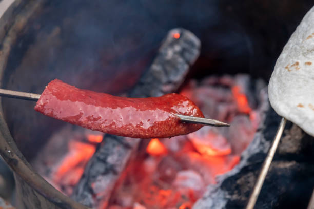 istock SUJUK (sucuk) BBQ on metallic shish skewer stick 1324216746