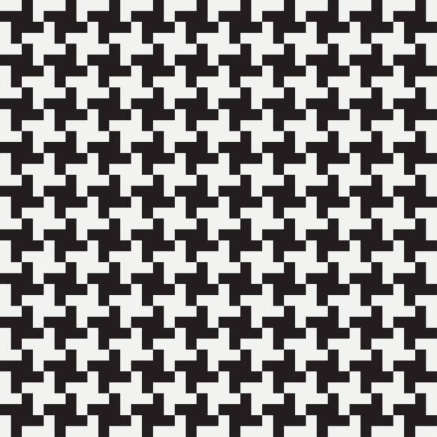 ilustraciones, imágenes clip art, dibujos animados e iconos de stock de patrón sin costuras de pepita. houndstooth impresión. antecedentes para prendas de vestir y otros productos textiles. telón de fondo en blanco y negro. vector - houndstooth