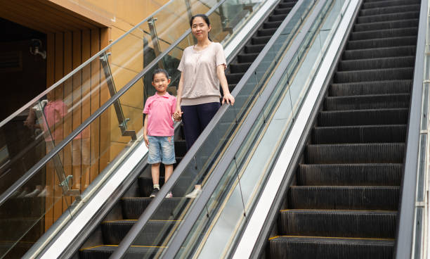 istock Little Girl and Mother Take the Elevator 1324225006
