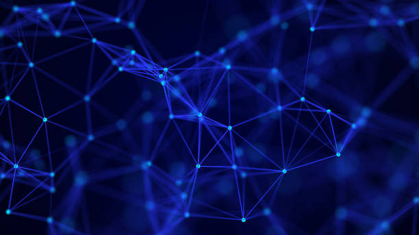 Abstract technology background. Network connection structure on blue background. 3D rendering. stock photo