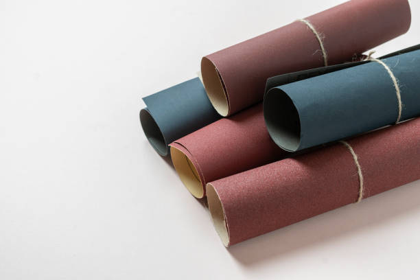 istock set of different color sandpaper rolls, industrial grain texture sheet 1324226417