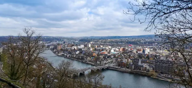 The Meuse river that crosses the city of Namur the Walloon capital in Belgium