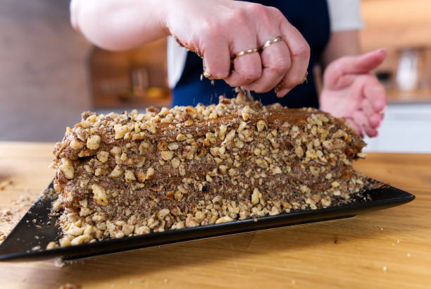 istock The process of making a chocolate cake with nuts and cream 1324227651