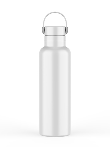 Blank stainless steel double wall workout bottle, 3d render.