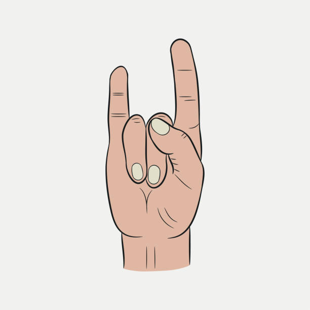 Rock and Roll hand sign. Heavy metal music symbol in cartoon style. Vector Rock and Roll hand sign. Heavy metal music symbol in cartoon style. Vector illustration. rocker nails stock illustrations