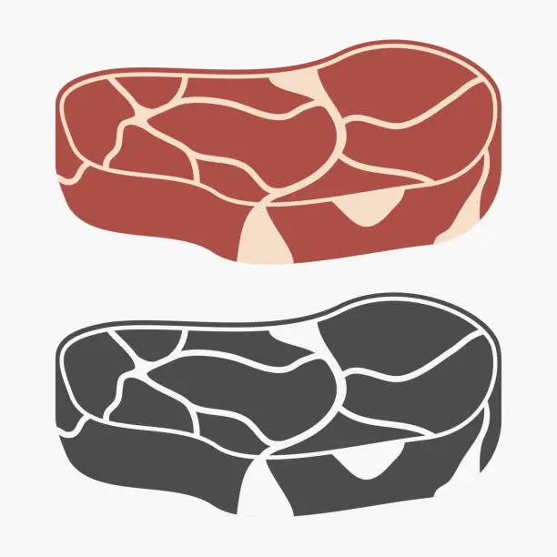 Vector illustration of Set of Steak meat icons. Vector