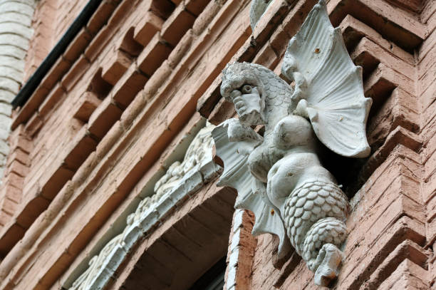 Decorative element of old building facade in Kyiv Ukraine