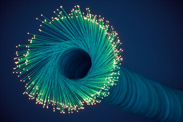 sfondo della tecnologia astratta in fibra ottica - fascio foto e immagini stock