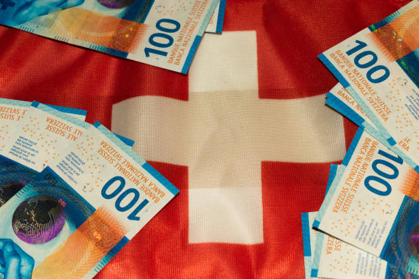 istock Swiss francs on a swiss flag 1324241759