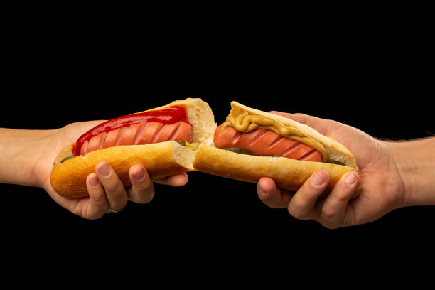 istock Fresh hot dog, barbeque sausage in white bun 1324249144