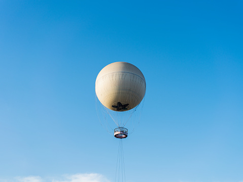Manned hydrogen balloon flying in the air