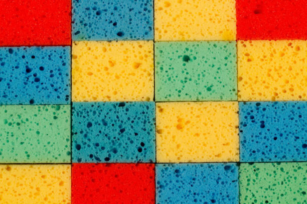Dishwashing sponge, face up. Multi-purpose Double-faced colored Sponge Scouring Pads for dishes. Dish Washing Scrub Sponge Stains Removing Cleaning Scrubber Brush for Kitchen, Garage, Bathroom.