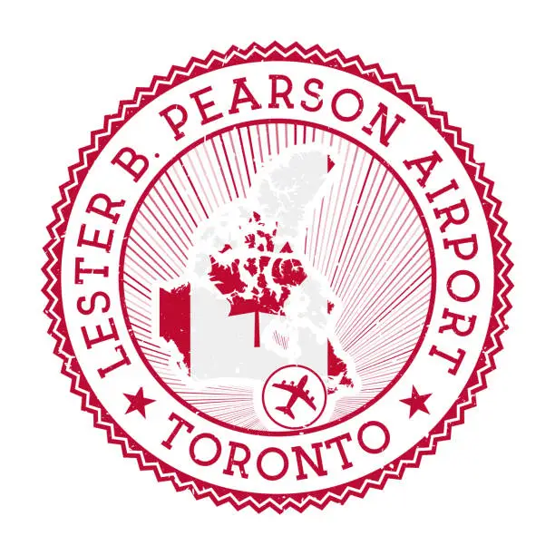 Vector illustration of Lester B. Pearson Airport Toronto stamp.