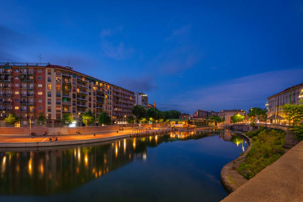 istock Darsena Naviglio Milan at the blue hour illuminated by lights 1324259145