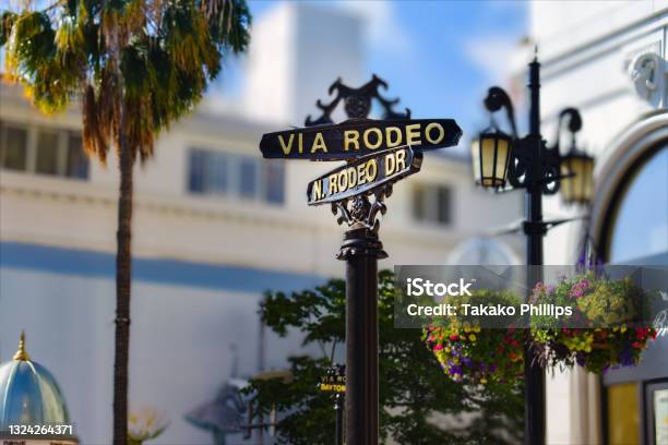 Rodeo Dr Famous Street Sign In Beverly Hills Stock Photo - Download Image Now - Los Angeles County, Rodeo Drive, Beverly Hills - California