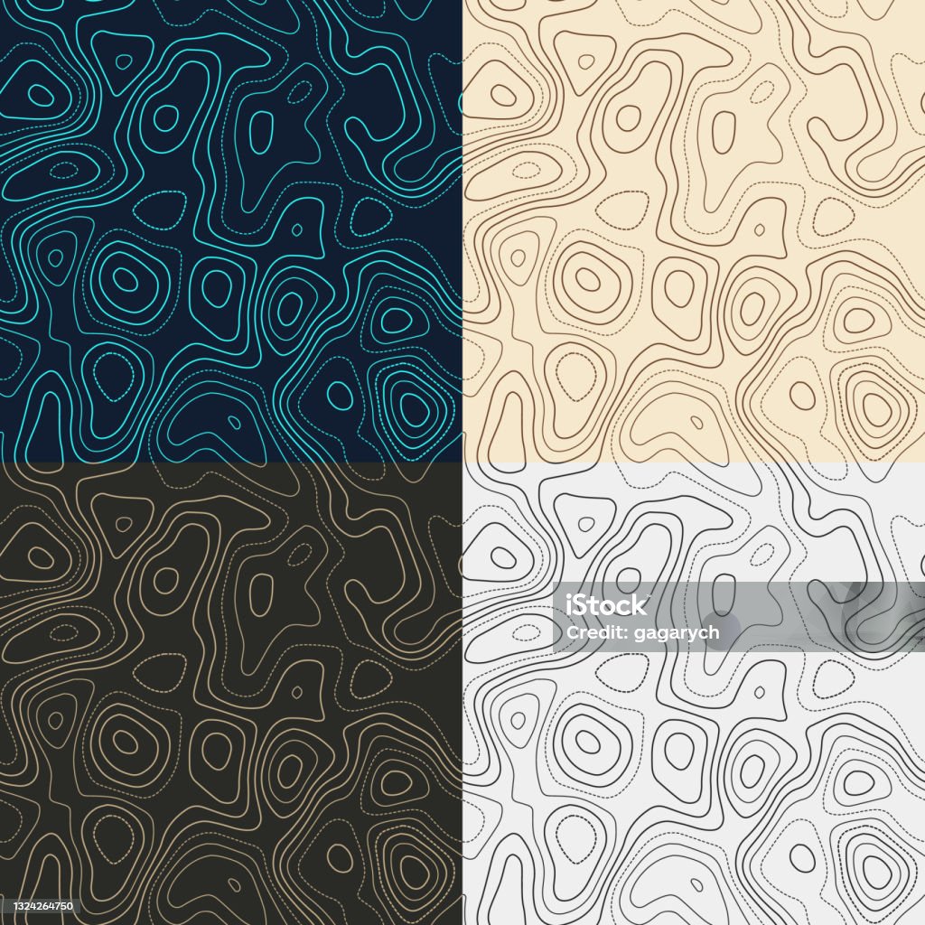 Topography Map Patterns Topography Patterns Stock Illustration - Download Image Now - Abstract ...