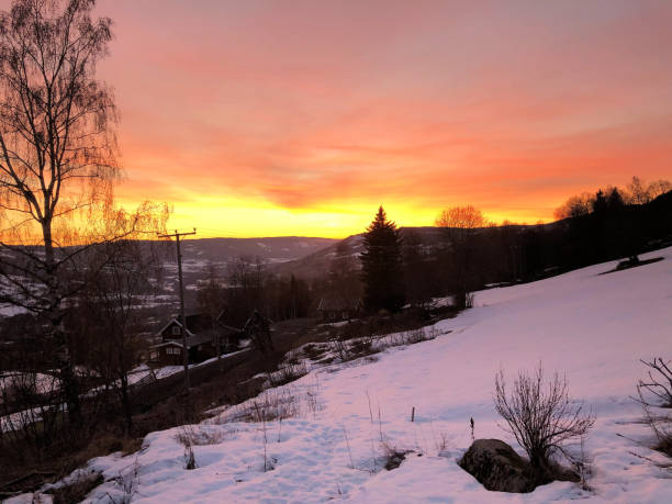 istock Burning sky in Norway in winter time 1324265873
