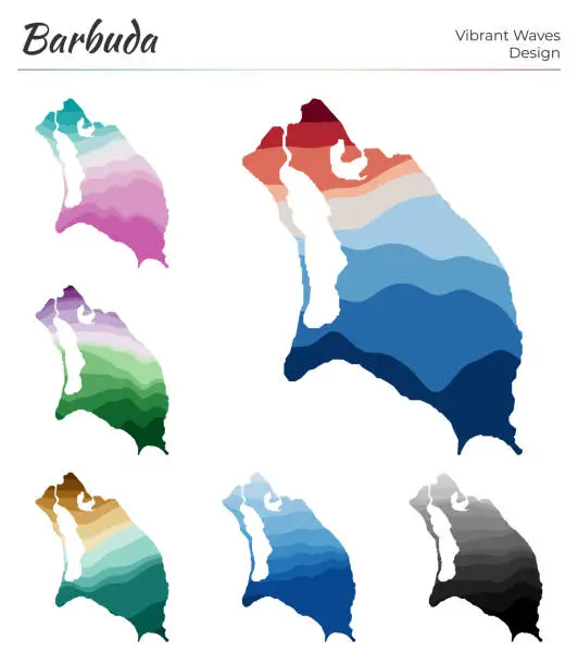 Vector illustration of Set of vector maps of Barbuda.