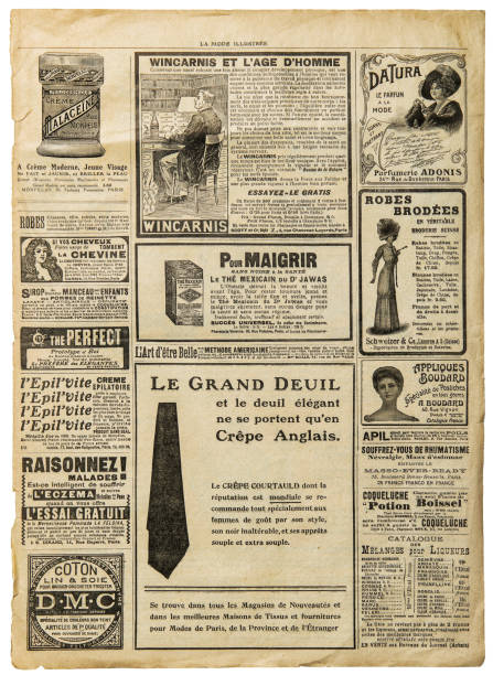 istock Newspaper pages antique advertising. Used grungy paper background 1324278712